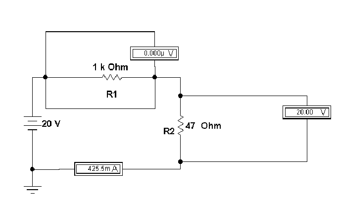 Short Circuit Fault, R1 is shorted by wire, PR2 =8.5 Watts.