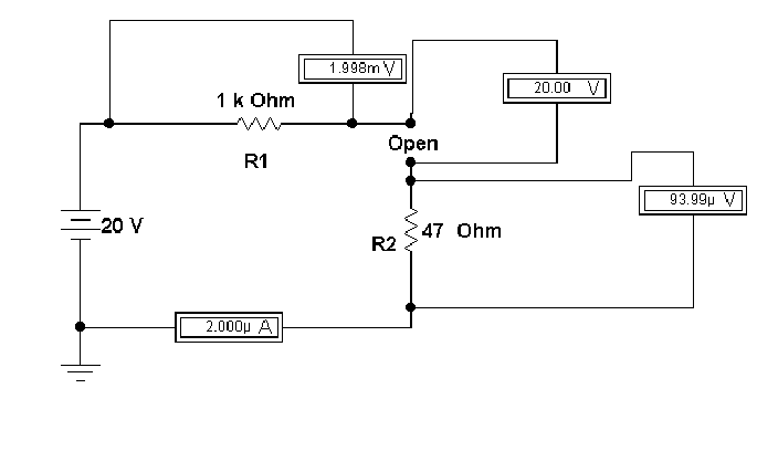Open Circuit Fault, PR2 = 0 Watts